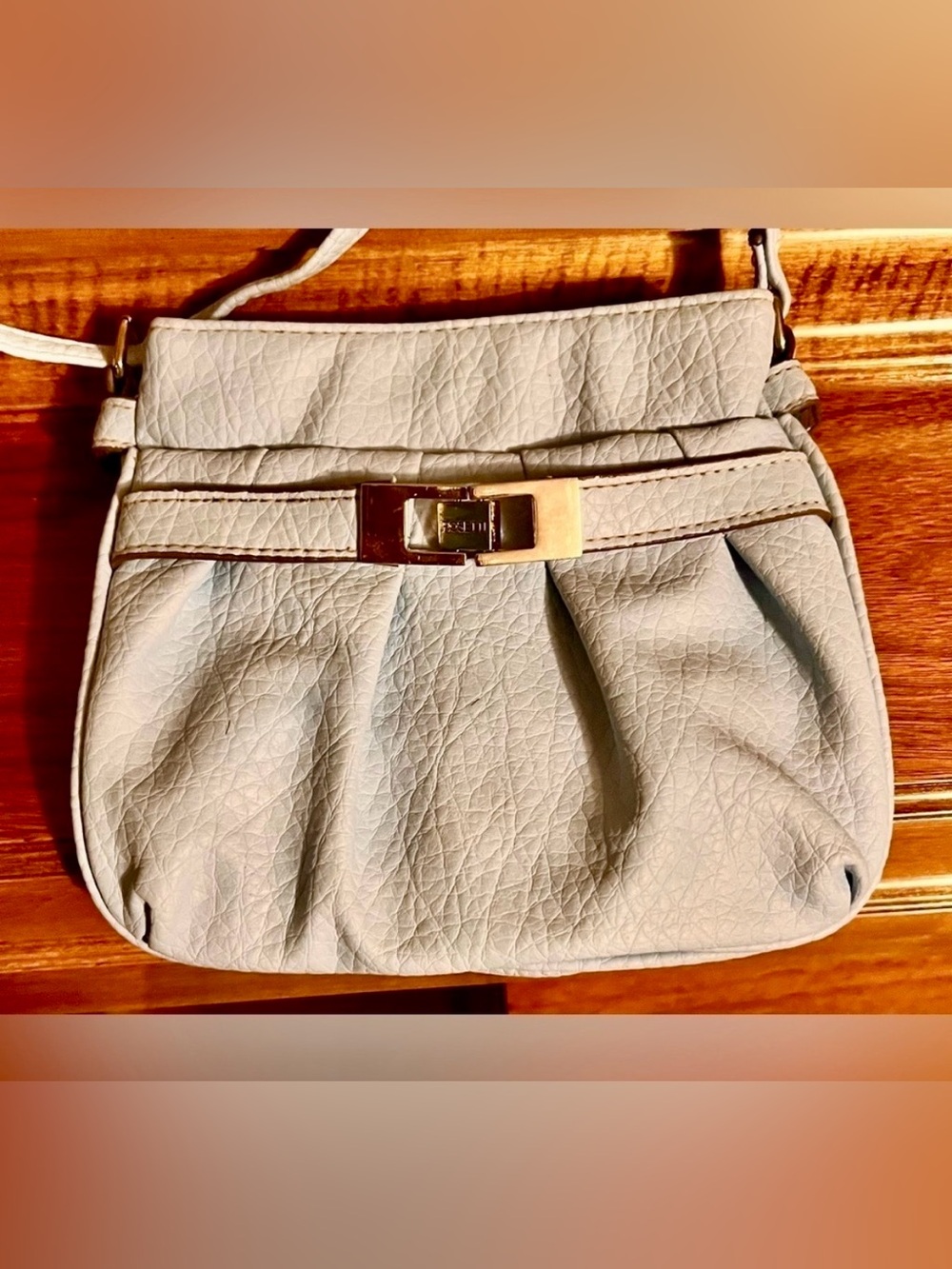 Rosetti Vintage Powder Blue Pleated Leather Crossbody Organizer Purse Bag 7x7.5